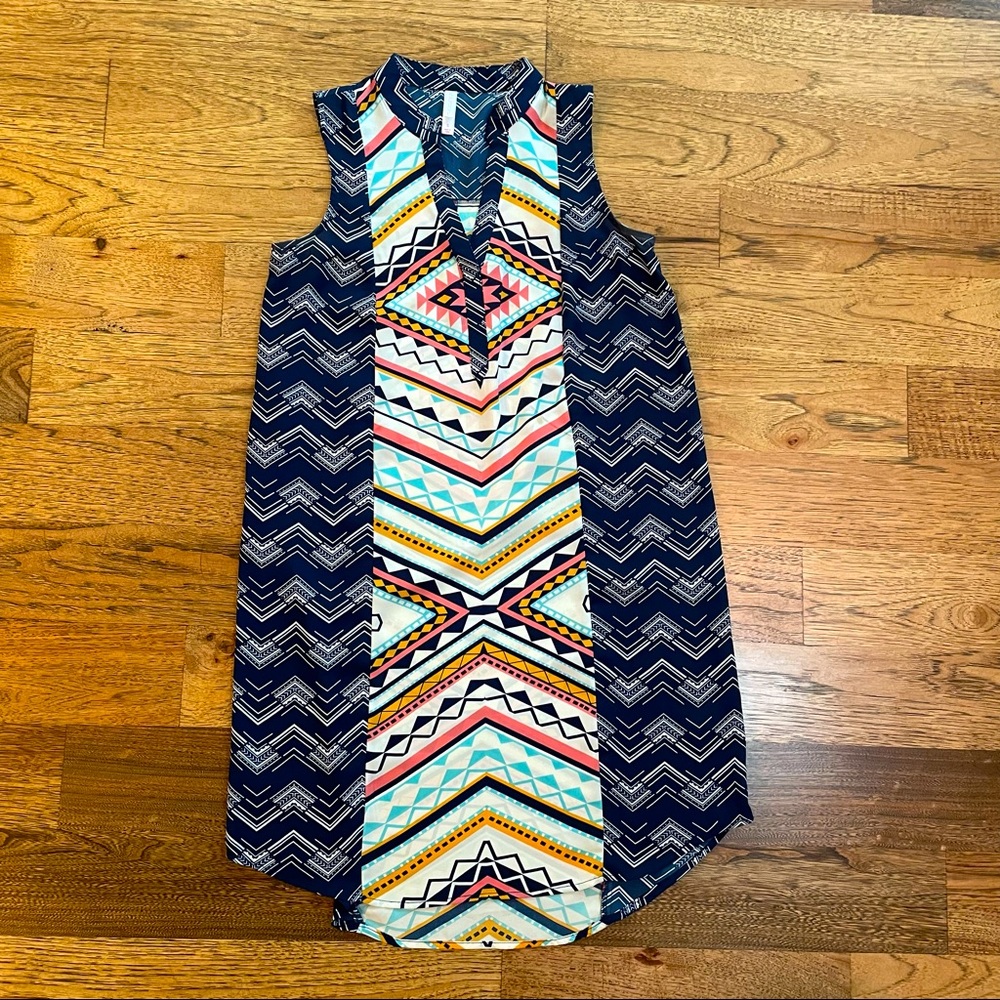 Xhilaration Women’s Geometric Printed Multi Color Sleeveless Dress Size Small
